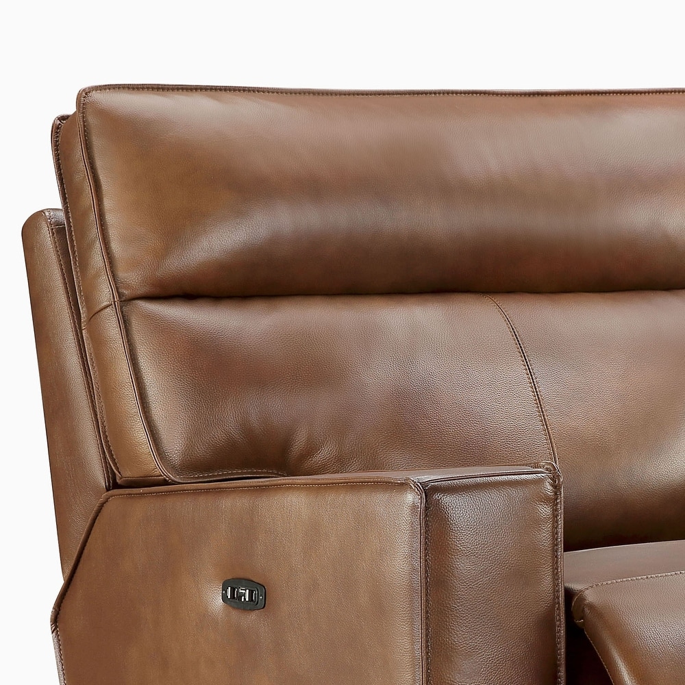 Abbyson Easley Top Grain Leather Dual Power Reclining Sofa