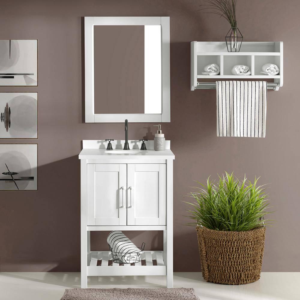 Alaterre Furniture Bennet 24 in W x 21 in D x 34 in H Bath Vanity Cabinet without Top in White