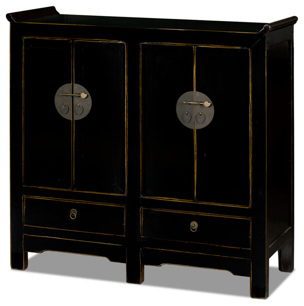 Distressed Black Elmwood Altar Style Ming Oriental Cabinet   Asian   Accent Chests And Cabinets   by China Furniture and Arts  Houzz