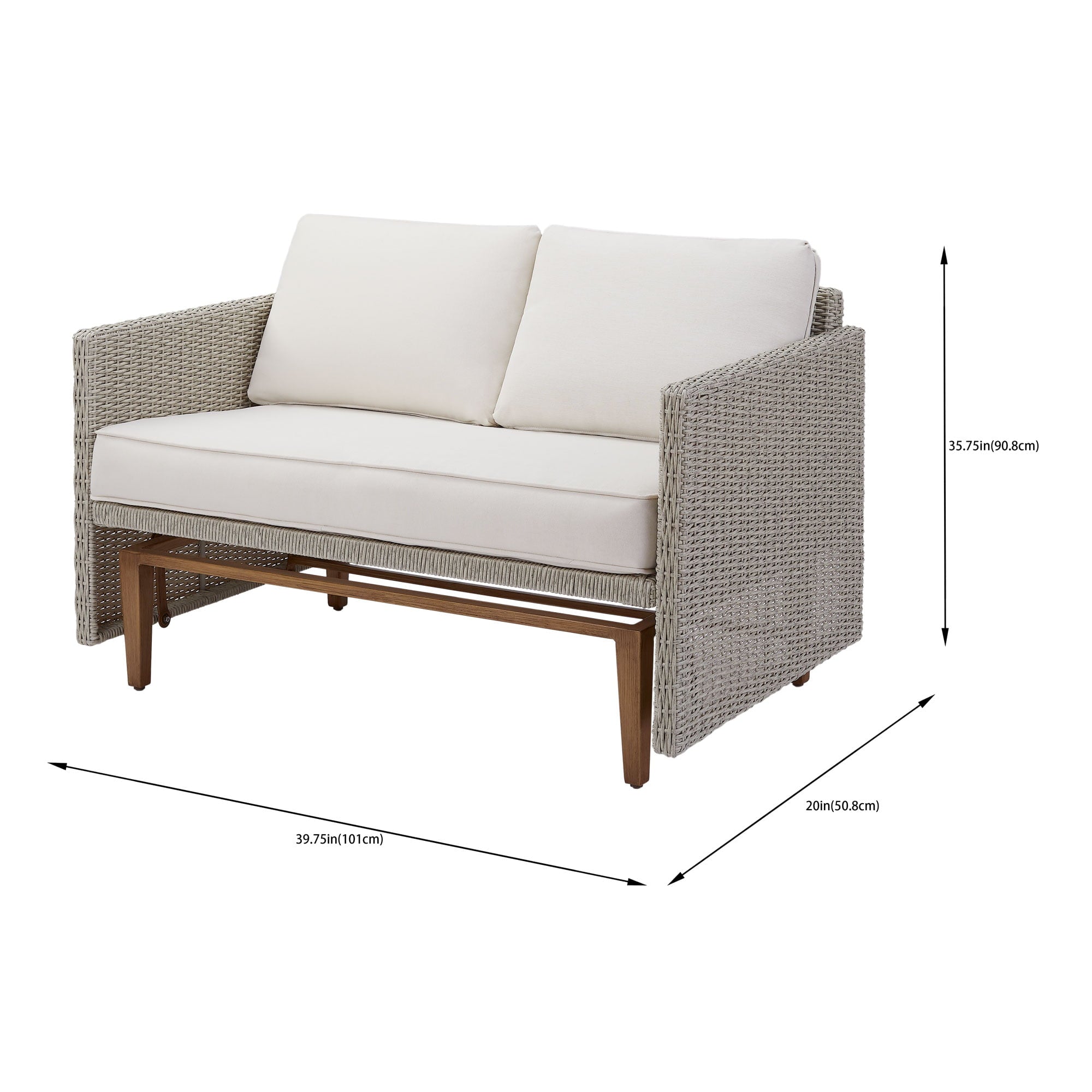 Better Homes & Gardens Davenport Outdoor Loveseat Glider Bench, White and Gray