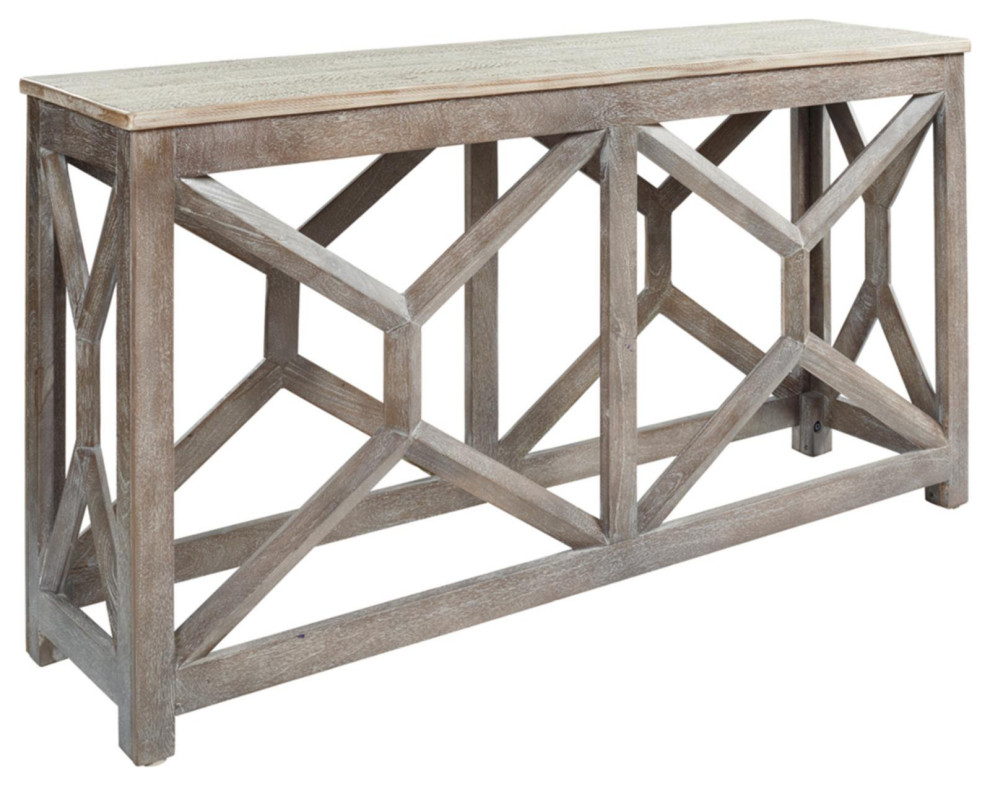 Modern Console Table  Unique Design With Geometric Hexagon Pattern  Weathered   Farmhouse   Console Tables   by Decor Love  Houzz