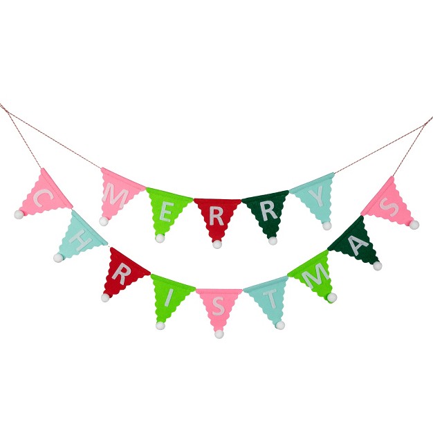 Multi quot merry Christmas quot Triangles Banner Garland Unlit