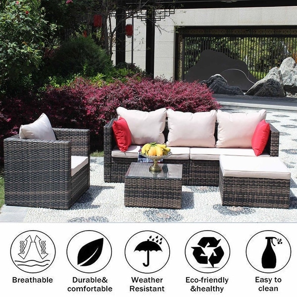 4piece Rattan Wicker Patio Furniture Set