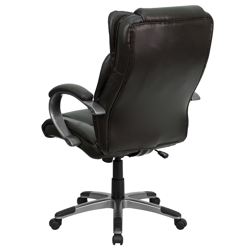 Emma and Oliver High Back Espresso LeatherSoft Ripple Swivel Office Chair - Titanium Nylon Base