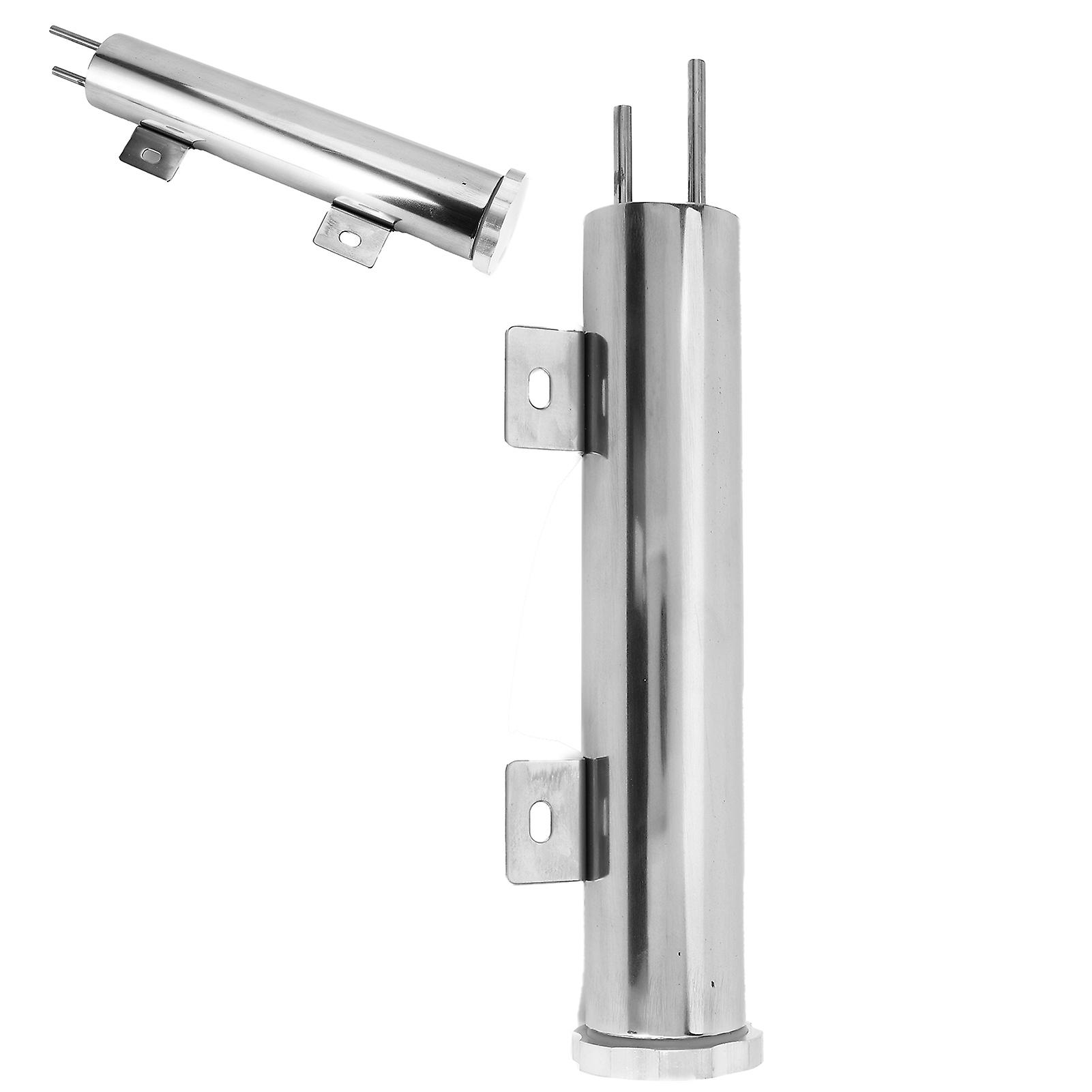 2x10in Stainless Steel Radiator Overflow Tank Recovery Bottle With Mounting Accessories Universal