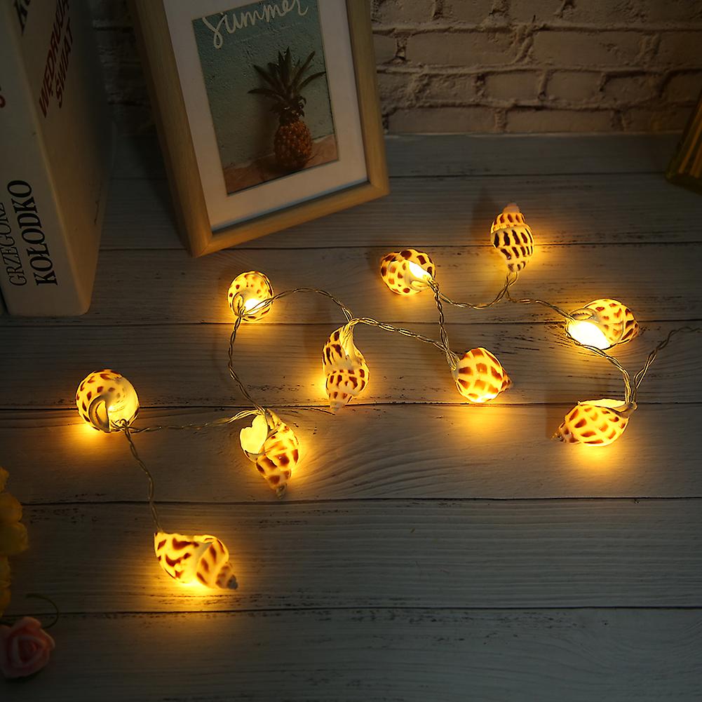 Conch Shape 10LED String Lights BatteryPowered for Indoor Outdoor Birthday Wedding Warm Light