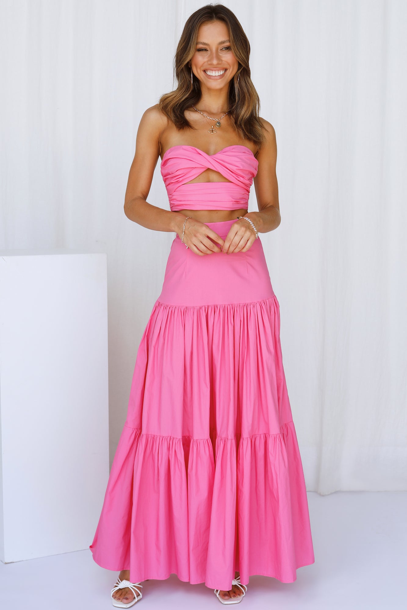 RUNAWAY Ayla Maxi Skirt Hot Pink