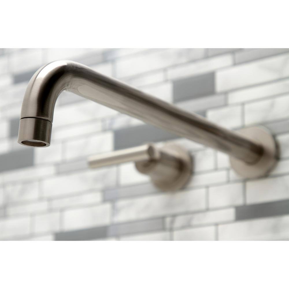 Kingston Brass Manhattan 2-Handle Wall Mount Tub Faucet in Brushed Nickel (Valve Included) HKS8048CML