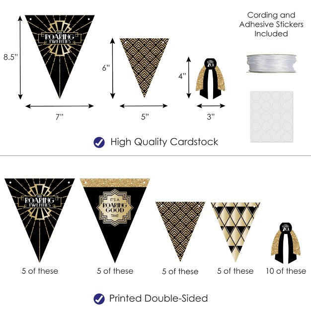 Big Dot Of Happiness Roaring 20 x27 s Diy 1920s Art Deco Jazz Party Pennant Garland Decoration Triangle Banner 30 Pieces