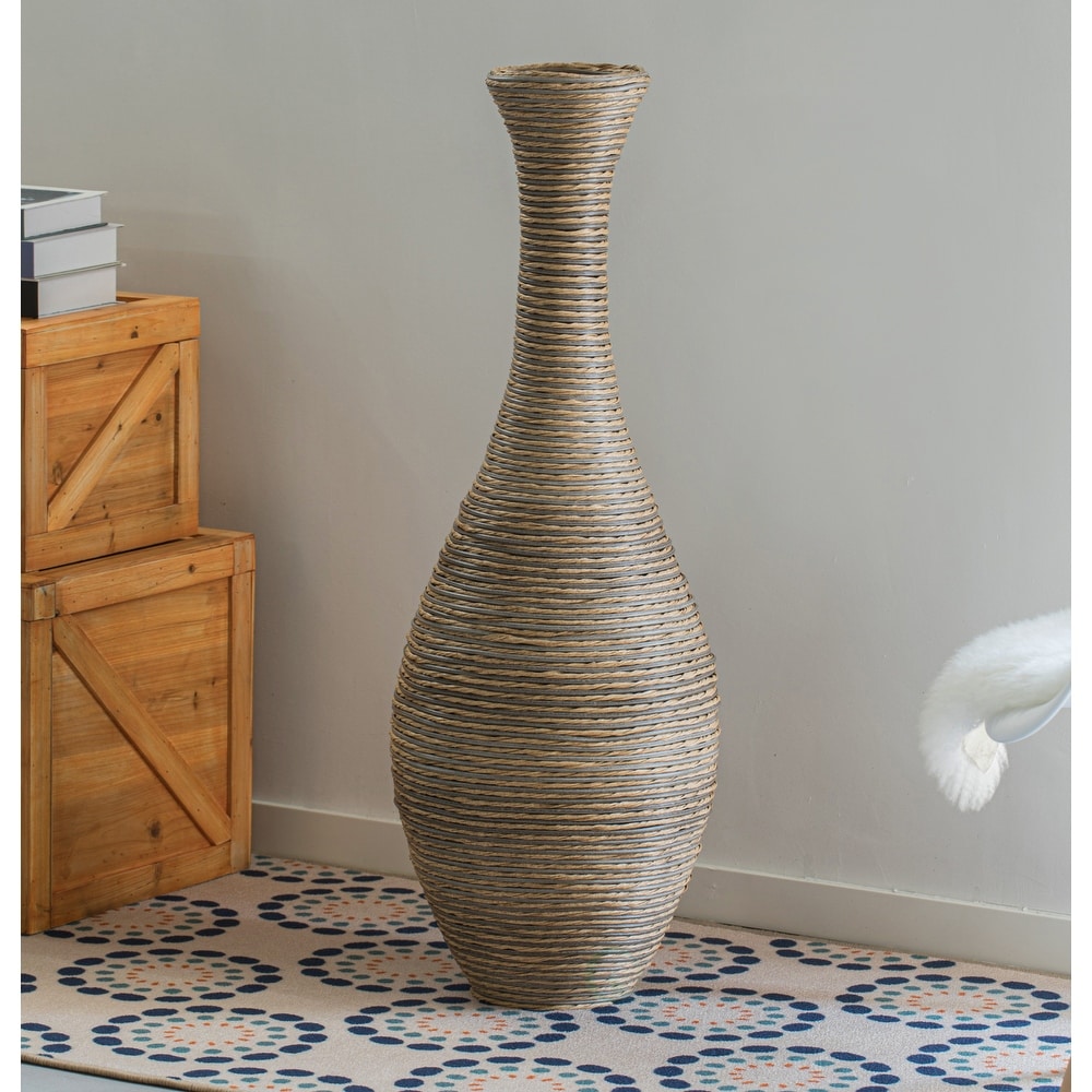 Tall floor vase  38 Inch Tall Floor Vase  Artificial Rattan Floor Vase Beige  extra large floor vases  living room vases   38