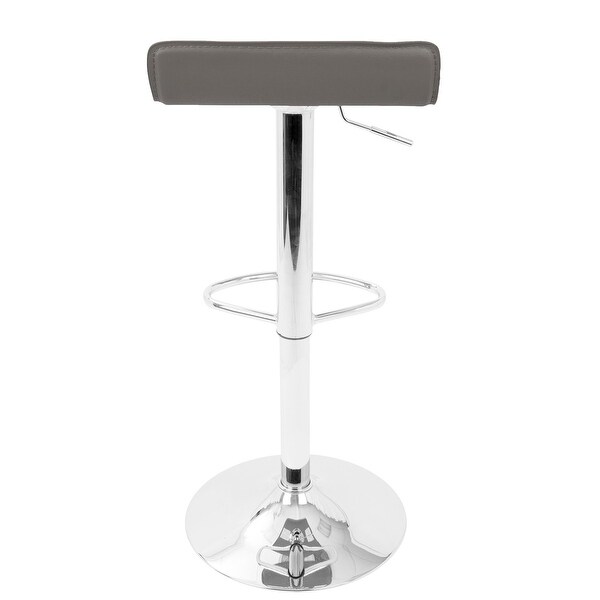 Lumisource Ale Contemporary Adjustable Barstool in Grey PU Leather - Set of 2 - 16