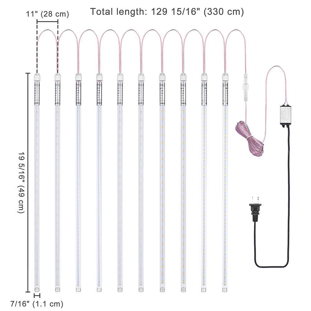 Yescom Christmas Lights Meteor Shower Lights RGB 10Tubes 19