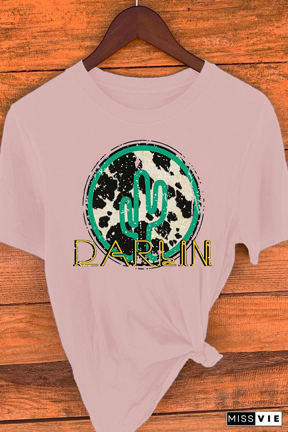 Darlin Print Graphic Tees for Women Wholesale Short Sleeve T shirts Top