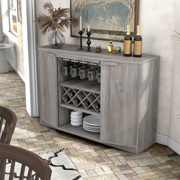 Wilkinson Vintage Gray Oak Buffet and Sideboard with Wine Storage