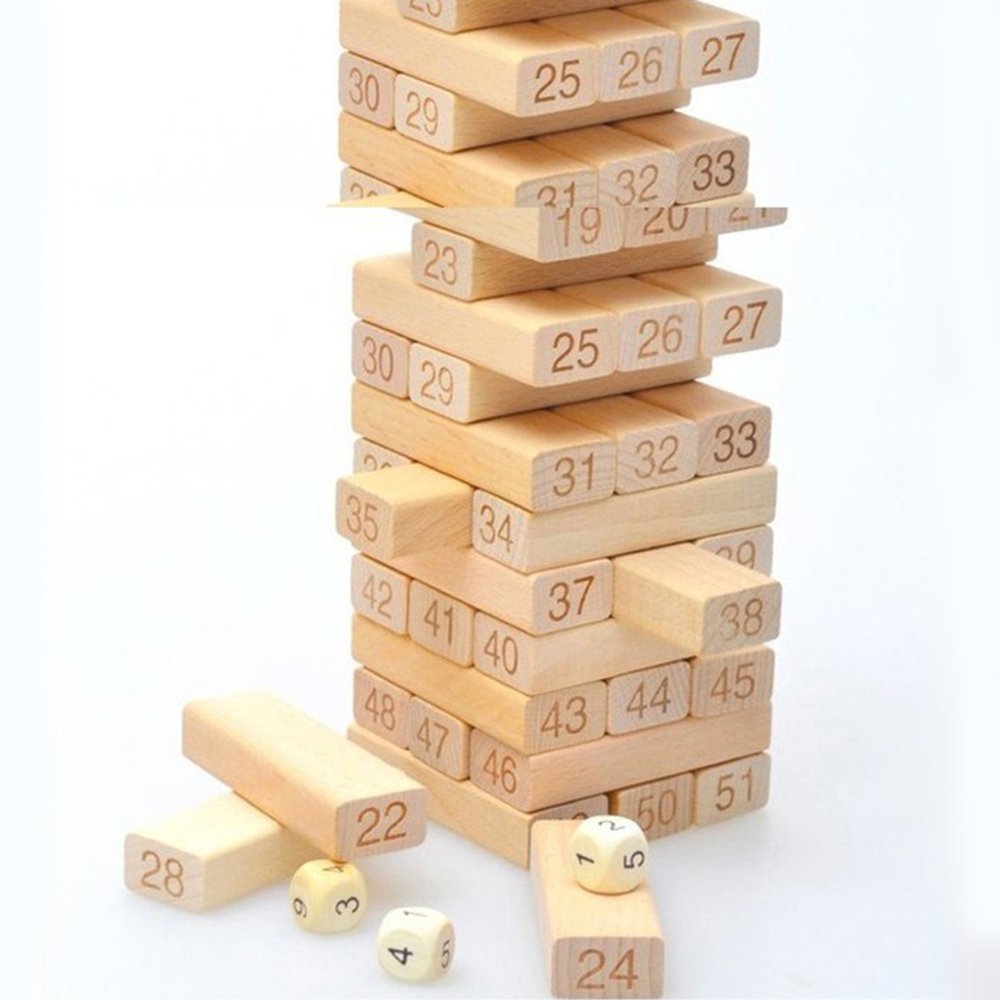 Giant Toppling Timbers Wooden Blocks Game Stacking Blocks Stacking Tower for a Fun Outdoor Lawn Yard Game - 54 Pieces