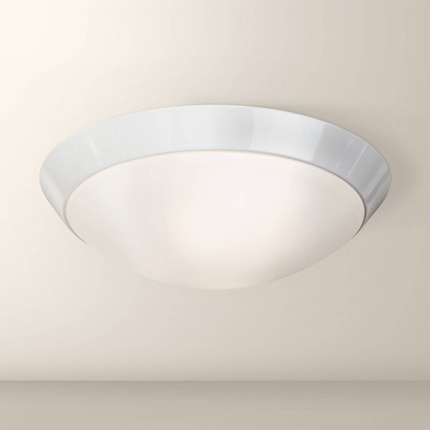 Wide White Ring Frosted Glass Dome Shade For Bedroom Kitchen Living Room Hallway House