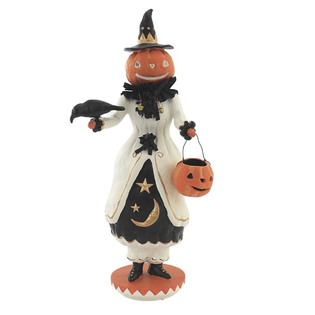 Dee Foust harvey Cora x27 s Crow One Figurine 14 0 Inches Halloween Pumpkin Moon 81068 Polyresin Multicolored