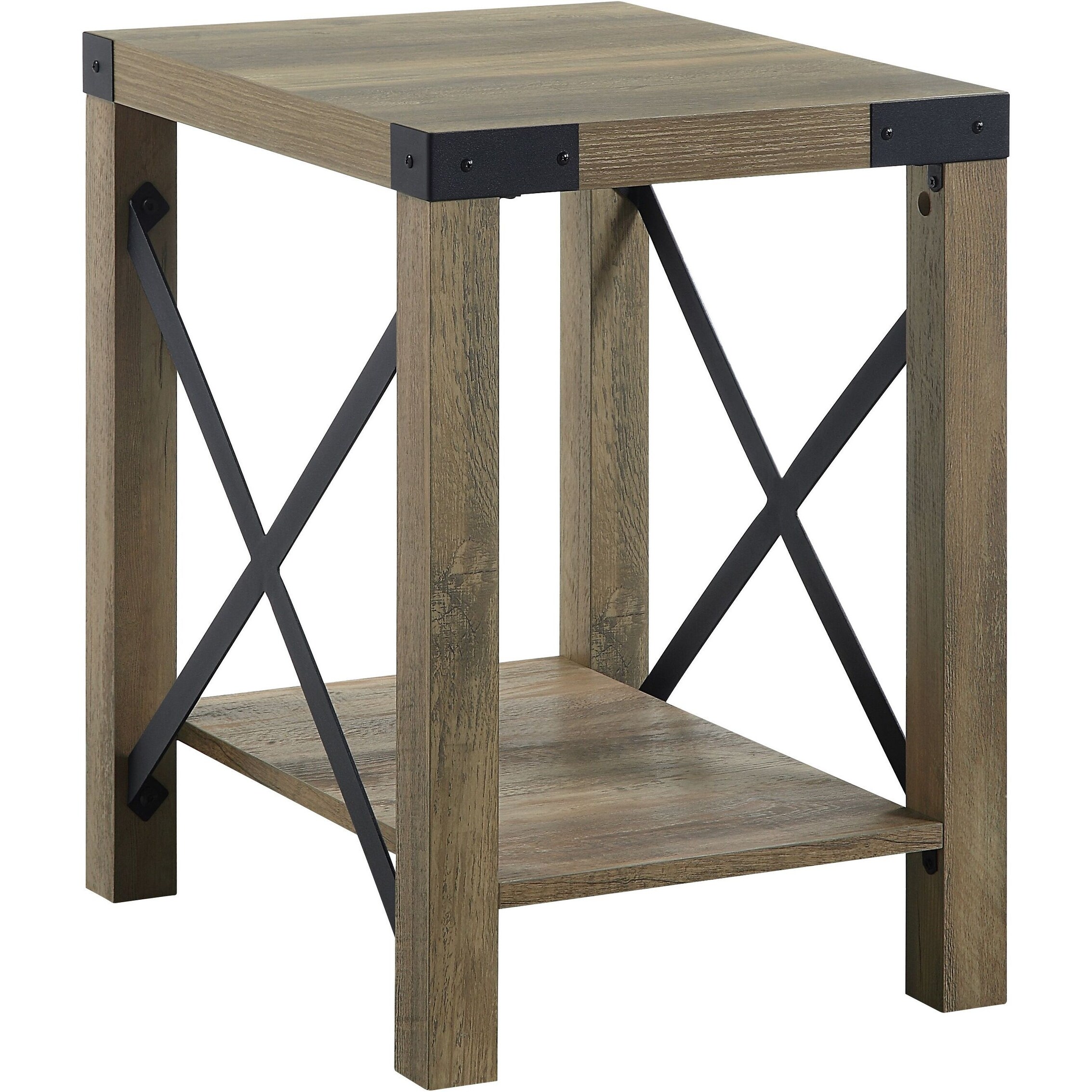 ACME Abiram End Table in Rustic Oak Finish