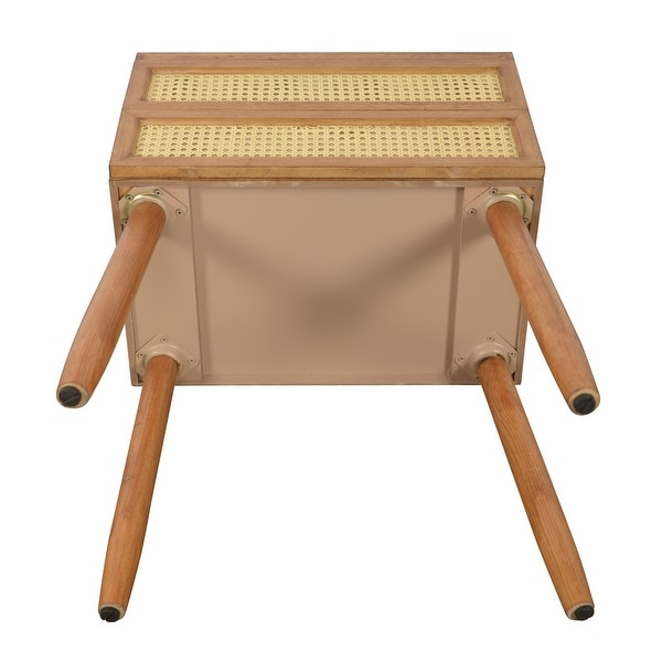 Trenton 2 Drawer Wood and Rattan Side Table