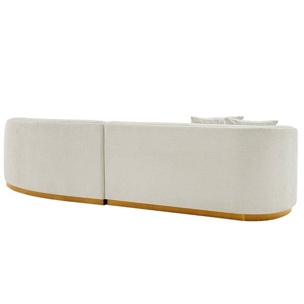 Daria Linen Upholstered Sofa Sectional With Pillows Ivory Manhattan Comfort