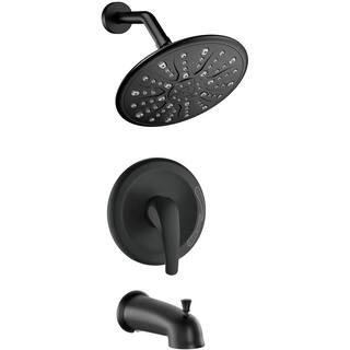 PROOX Single-Handle 1-Spray High Pressure Tub and Shower Faucet with 9 in. Large Shower Head in Matte Black (Valve Included) PRAF517MB