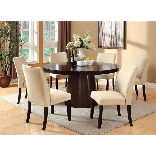 Wooden Round Dining Table in Espresso Finish