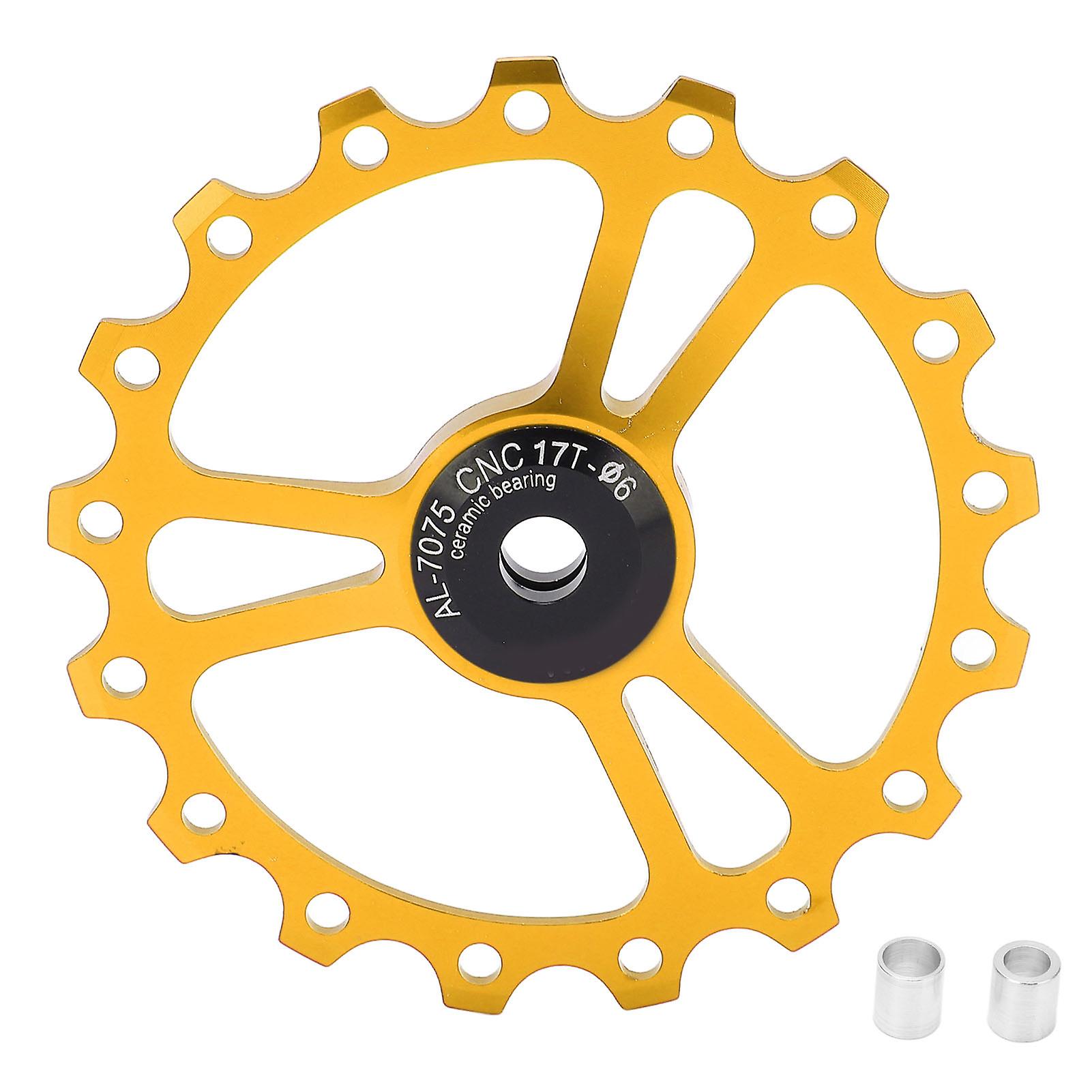 Meijun 17t Ceramic Rear Derailleur Guide Wheel Aluminum Alloy Rear Derailleur Pulley Wheel For Road Mountain Bikegold