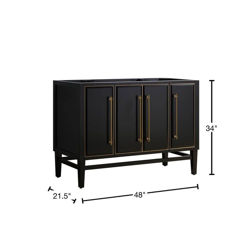 Avanity Mason 48 in. Bath Vanity Cabinet Only in Black with Gold Trim MASON-V48-BKG