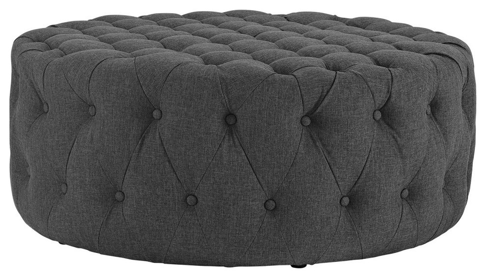 Mara Gray Upholstered Fabric Ottoman   Transitional   Footstools And Ottomans   by Virgil Stanis Design  Houzz