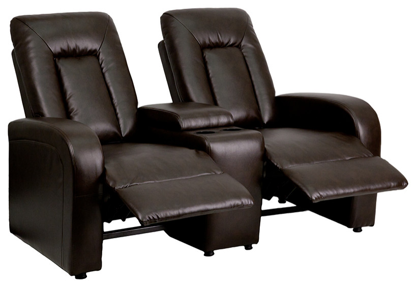 2  Seat Reclining Brown LeatherSoft Theater Seating Unit  Cup Holders   Contemporary   Theater Seating   by First of a Kind USA Inc  Houzz