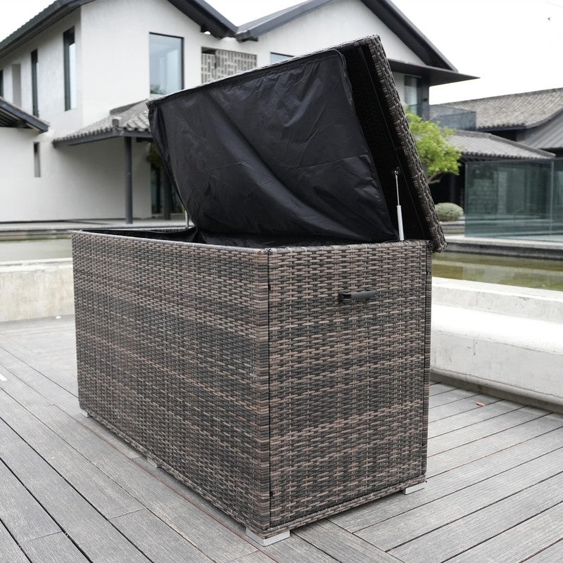 Direct Wicker All-Weather Indoor/ Outdoor Brown Wicker Storage Deck Box Iron