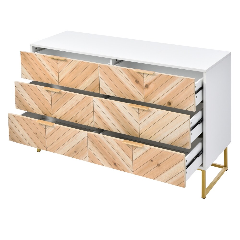 Modern 6 Drawer Dresser with Metal Leg and Handle for Bedroom   Space Saving and Sturdy Construction