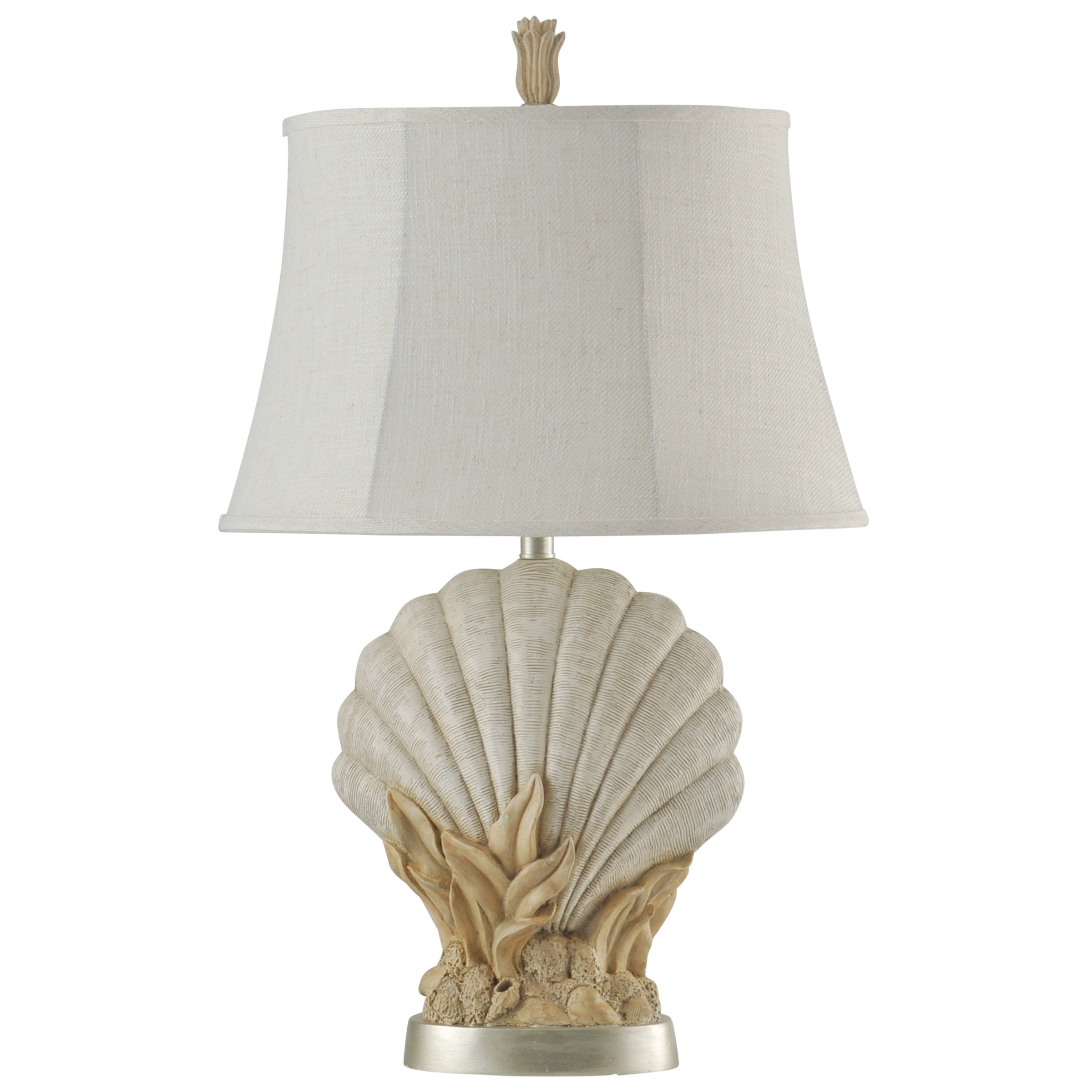 Avoca Beach Table Lamp - Sandstone Finish - White Softback Fabric Shade