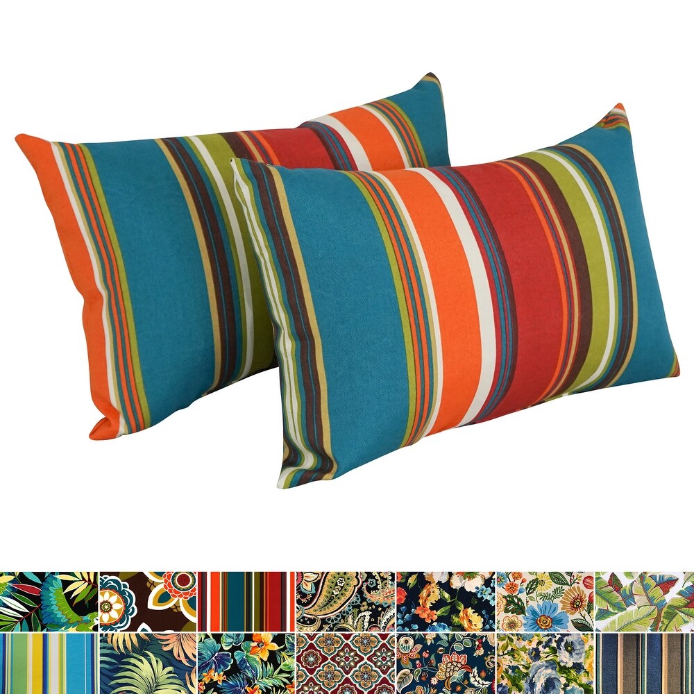 19 inch by 11 inch Outdoor Throw Pillows (Set of 2  Multiple Patterns)   19 x 11