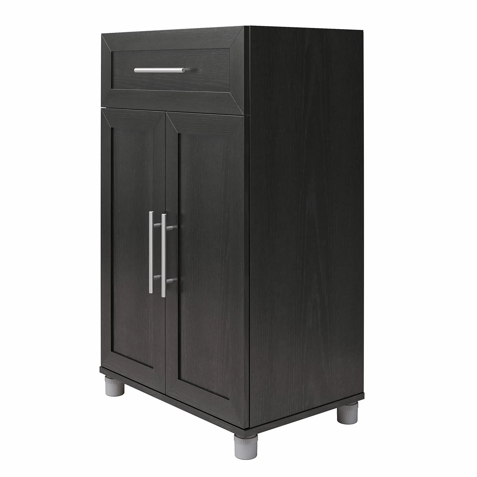 Camberly Framed Black Oak Storage Cabinet with Drawer