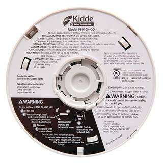 Kidde 10-Year Worry Free Smoke  Carbon Monoxide Detector Lithium Battery Powered with Photoelectric Sensor 21029899