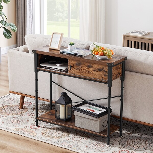 VECELO， Taomika Industrial Rustic Entryway/Console Sofa Table