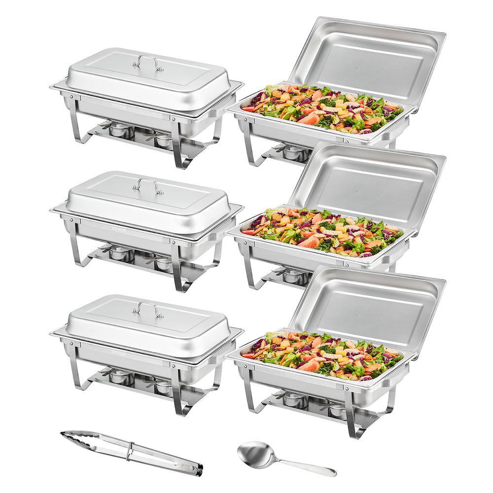 VEVOR Chafing Dish Buffet Set 8-qt. Stainless Chafer 6 Pack Rectangle Catering Warmer Server with 6 Full Size Pans ZFXKCLJTZ68QTMJAWV0