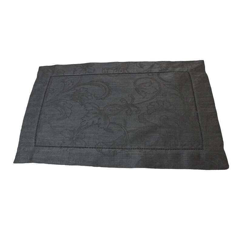 French Home Linen Set of 6 Renaissance Placemats   Dark Grey