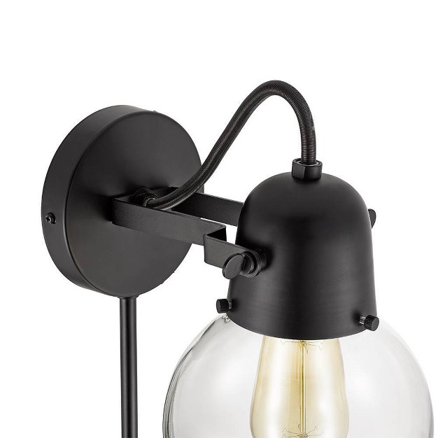 Mid century Glass Globe Plug in Wall Light Mount Sconce includes Led Light Bulb Dark Bronze Cresswell Lighting