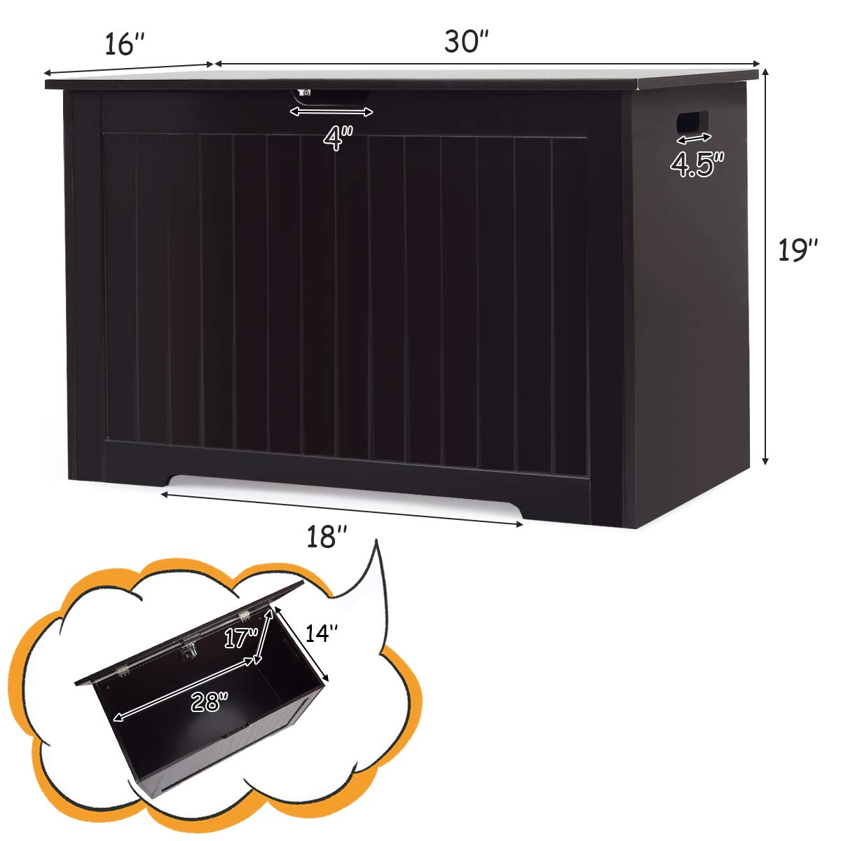 Costzon Wooden Toy Box, Toy Chest & Storage Organizer