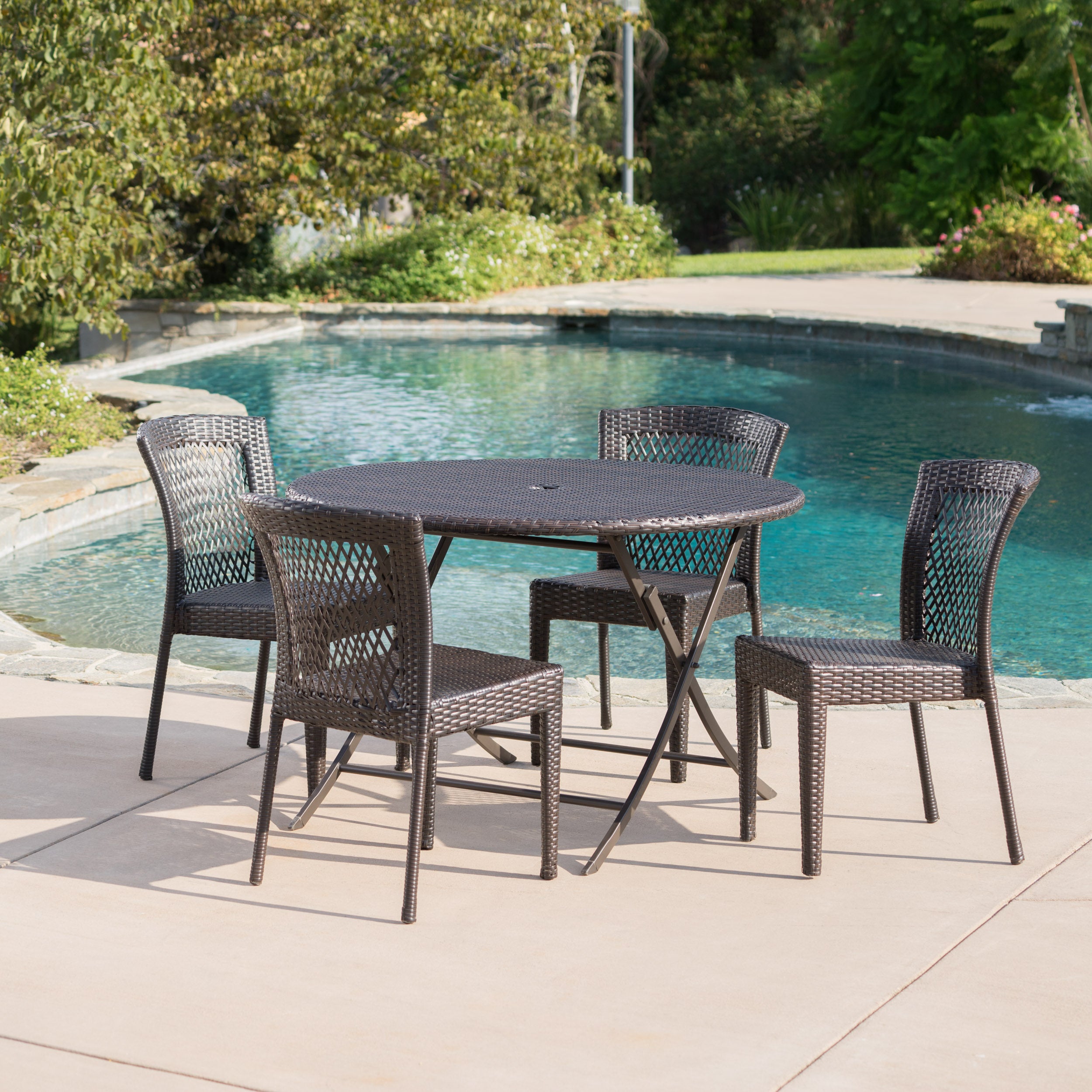 Radley Outdoor 5 Piece Multi-brown Wicker Dining Set