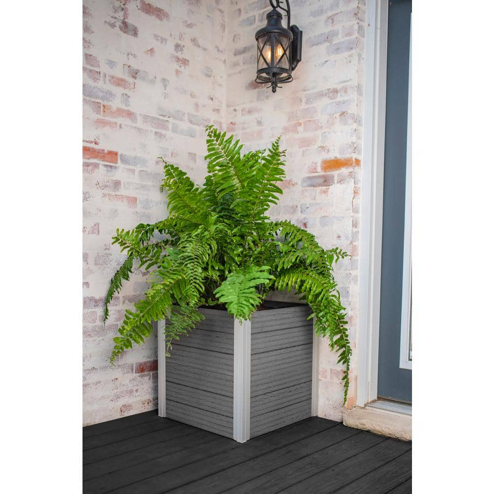 New England Arbors Vita Urbana 22quotL x 22quotW x 22quotH Vinyl Cube Planter Slate Gray VT17611 VT17611