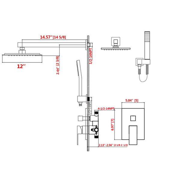 2 Spray Patterns with 2.5 GPM 12 in. Bathroom Wall...