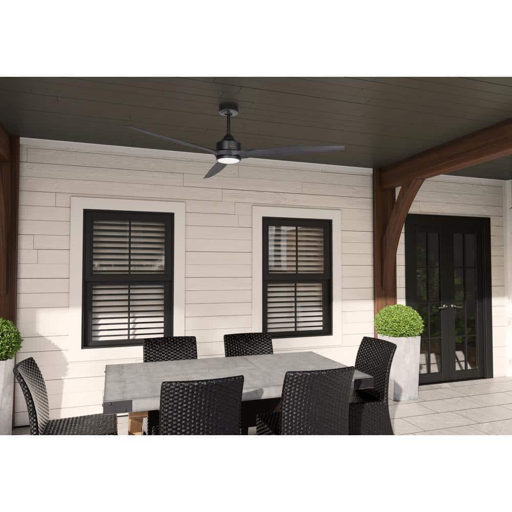 Hunter Park View 72 in Integrated LED IndoorOutdoor Matte Black Ceiling Fan with Light Kit and Remote