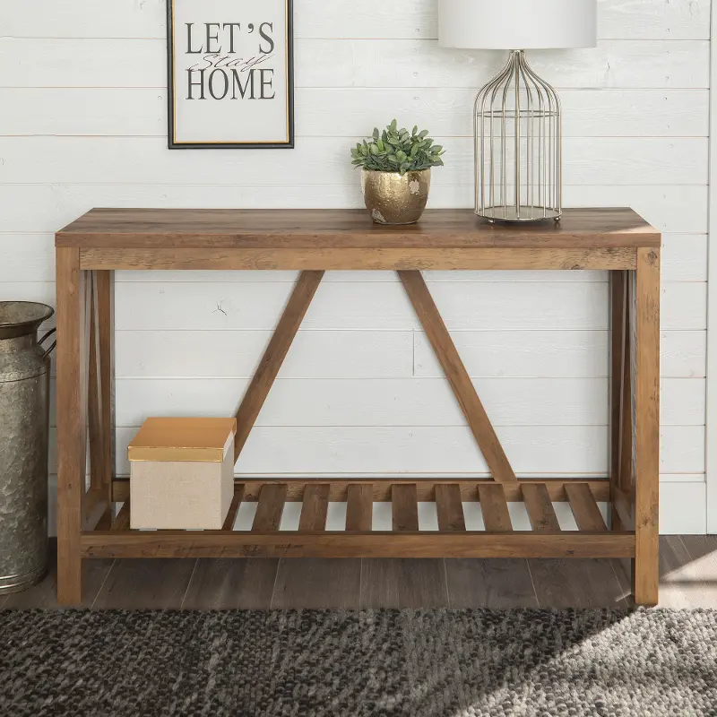 52 Inch Rustic Oak Country Entryway Sofa Table - Walker Edison