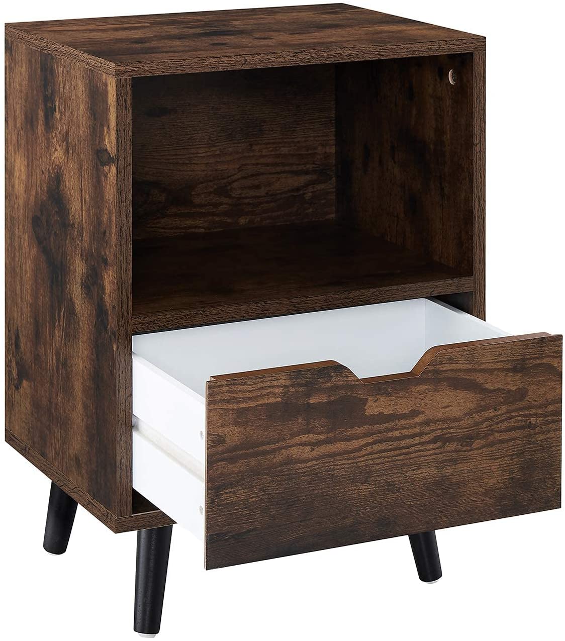 Nightstand Modern Side End Sofa Table Night Stand with Drawer for Living Room Bedroom, Rustic Brown