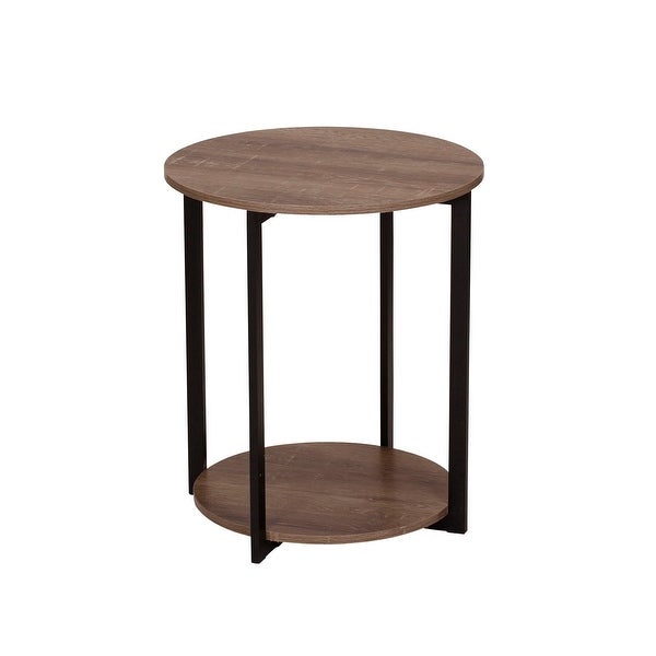 Carbon Loft Mullis Ashwood Round Double Tier End Table