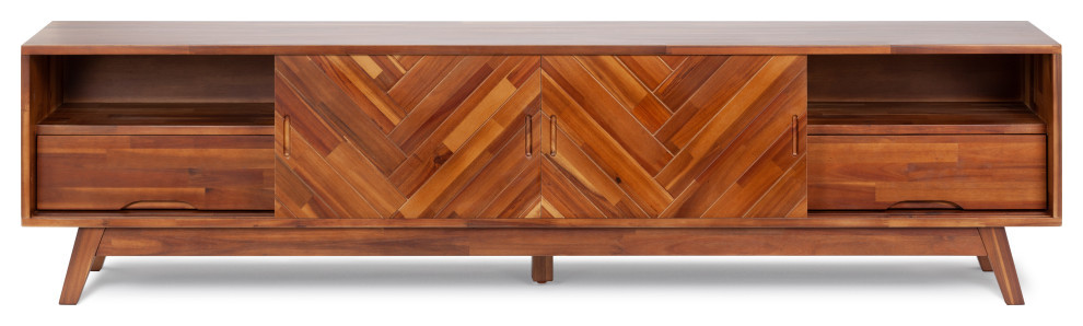 Herringbone TV Stand Low   Midcentury   Entertainment Centers And Tv Stands   by LIEVO  Houzz