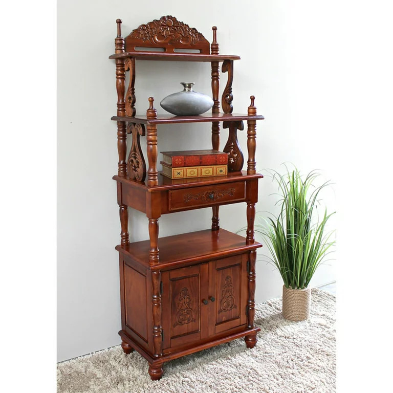 Traditional Bookcase  Hardwood Frame With Carved Accents  ampAmple Space  Walnut   Traditional   Bookcases   by Decorn  Houzz